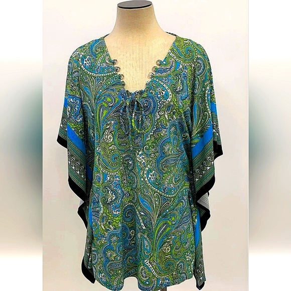 Michael Kors Tops - Michael Kors Blue and Green Tunic with Dolman Sleeves Size 1x Great For Summer!